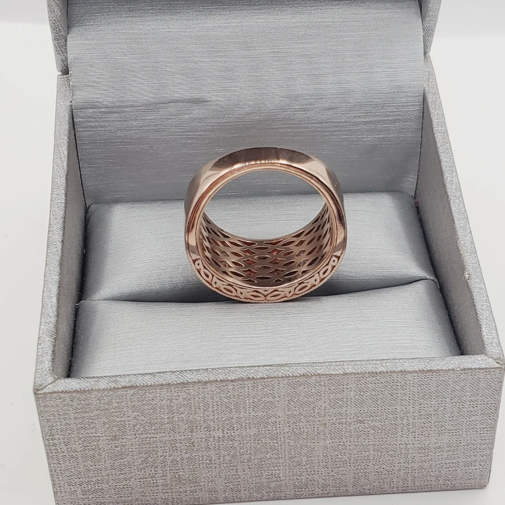 18k Rose Gold - 925 Sterling Silver Diamond Simulants Band Ring